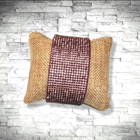 A70 Purple Rhinestone Crystal Bracelet with Magnetic Clasp Soft Flexible - Picture 7 of 11